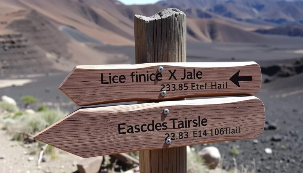 Trail markers and signage at Lomas de Padierna National Park showing different hiking routes