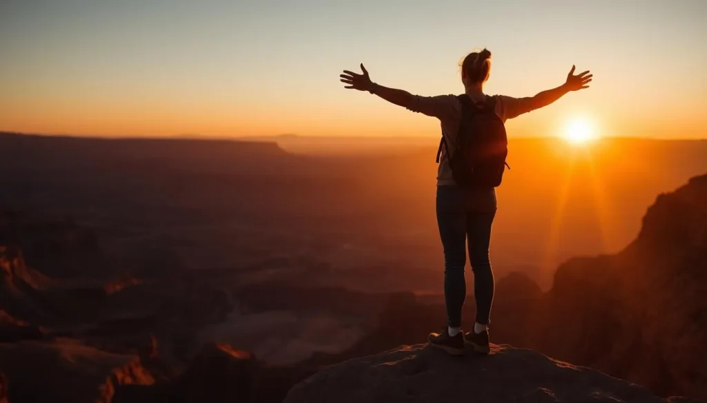 Traveler looking out over Tupiza's red canyon landscape at sunset