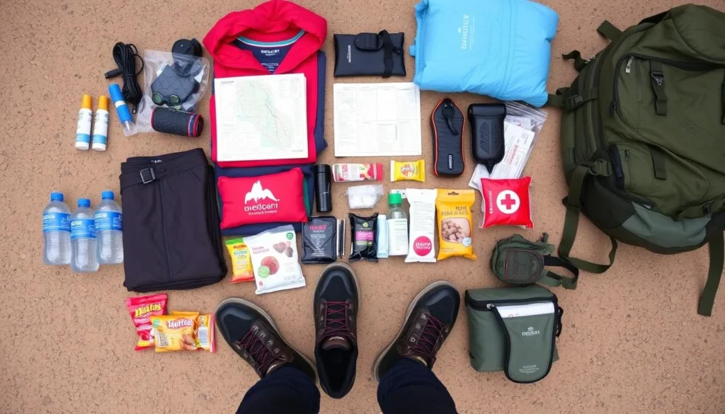 Traveler preparing equipment and supplies for a day hike in Cofre de Perote National Park
