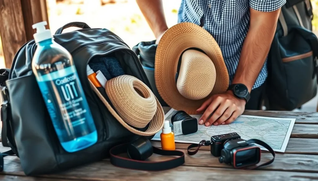 Traveler preparing supplies for a day trip in Soavinandriana