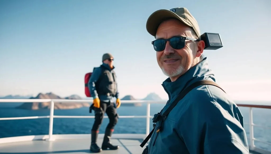 Traveler with proper gear for South Georgia Island expedition