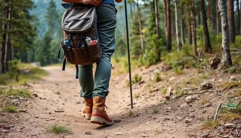 Traveler with proper hiking gear exploring a trail in Laiwangi Wanggameti National Park Traveler with proper hiking gear exploring a trail in Laiwangi Wanggameti National Park