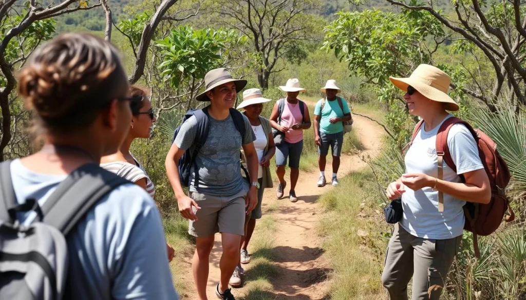 Travelers enjoying a guided hike through Andohahela National Park Travelers enjoying a guided hike through Andohahela National Park