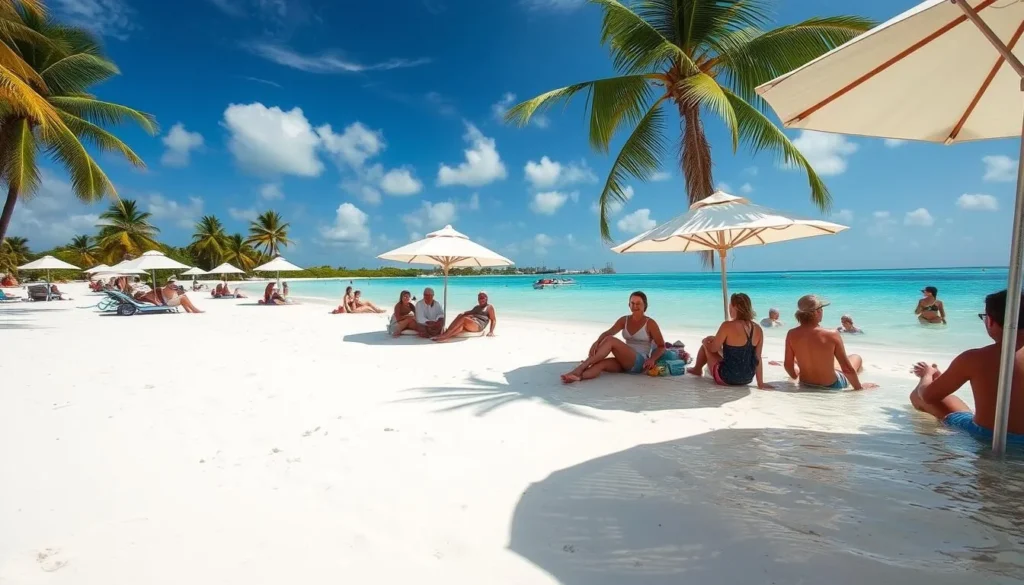 Travelers enjoying beach time at Cayo Levisa