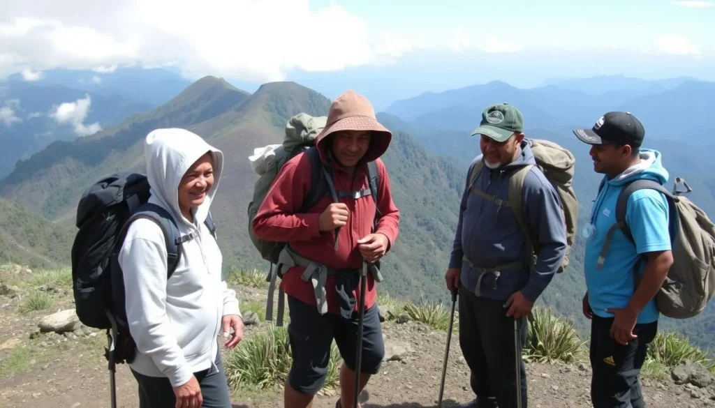 Trekkers with local Papuan guides on the Puncak Trikora expedition route Trekkers with local Papuan guides on the Puncak Trikora expedition route