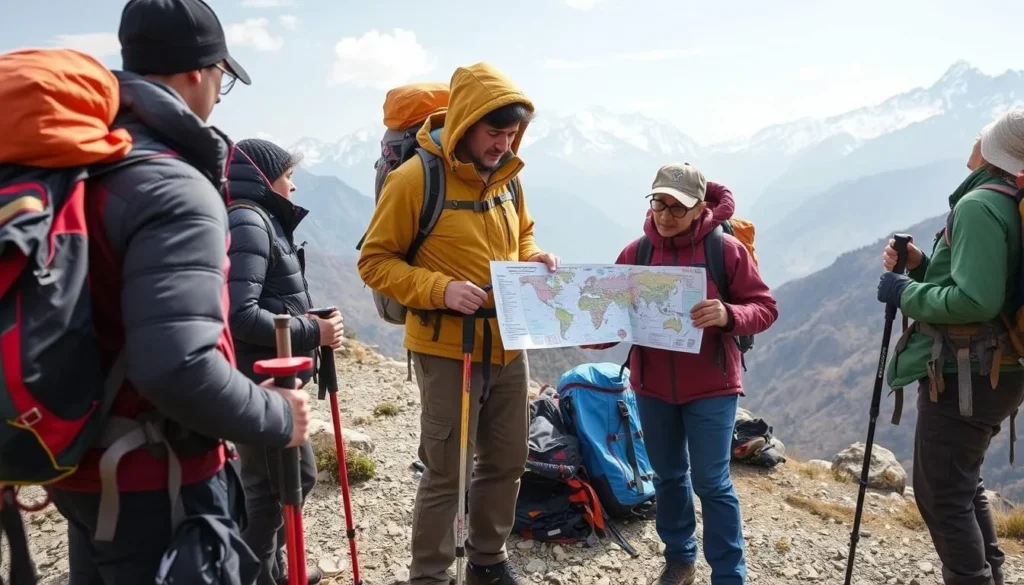 Trekkers with proper gear and local guide preparing for the Merak-Sakteng trek