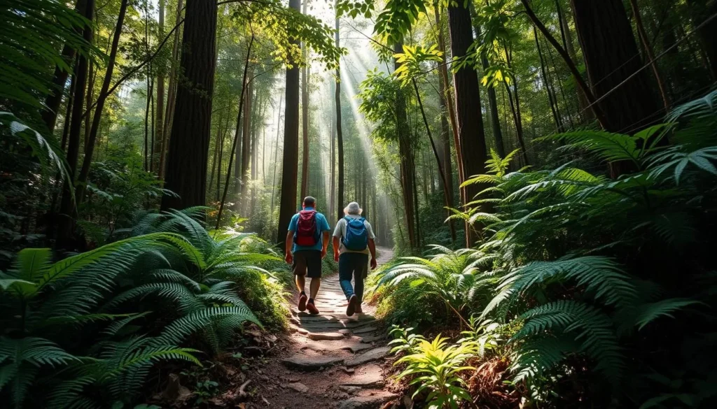 Trekking through dense rainforest trails in Batang Gadis National Park
