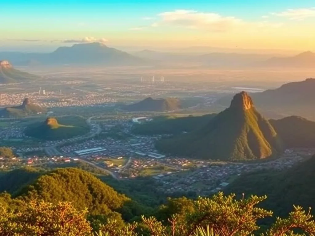 Trikora Hill viewpoint in Kotamobagu offering panoramic views of the city and surrounding mountains Trikora Hill viewpoint in Kotamobagu offering panoramic views of the city and surrounding mountains