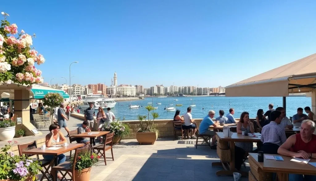 Tripoli Lebanon coastal view during spring with blooming flowers and pleasant weather