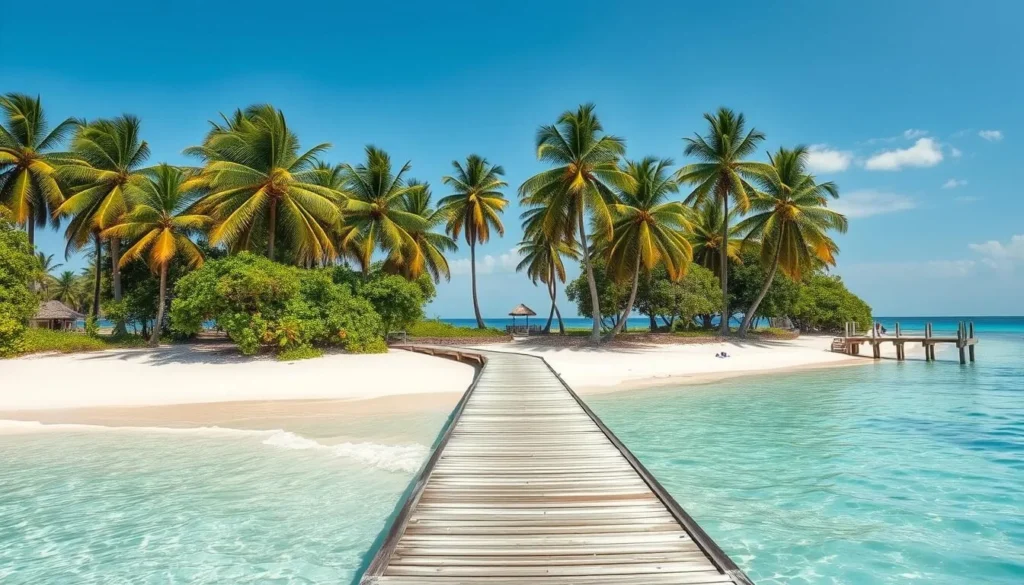 Tropical beach on one of Jakarta's Thousand Islands with clear turquoise water