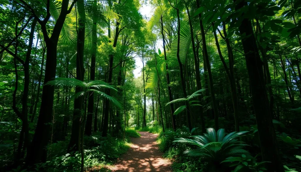 Tropical forest hiking trail in Batam