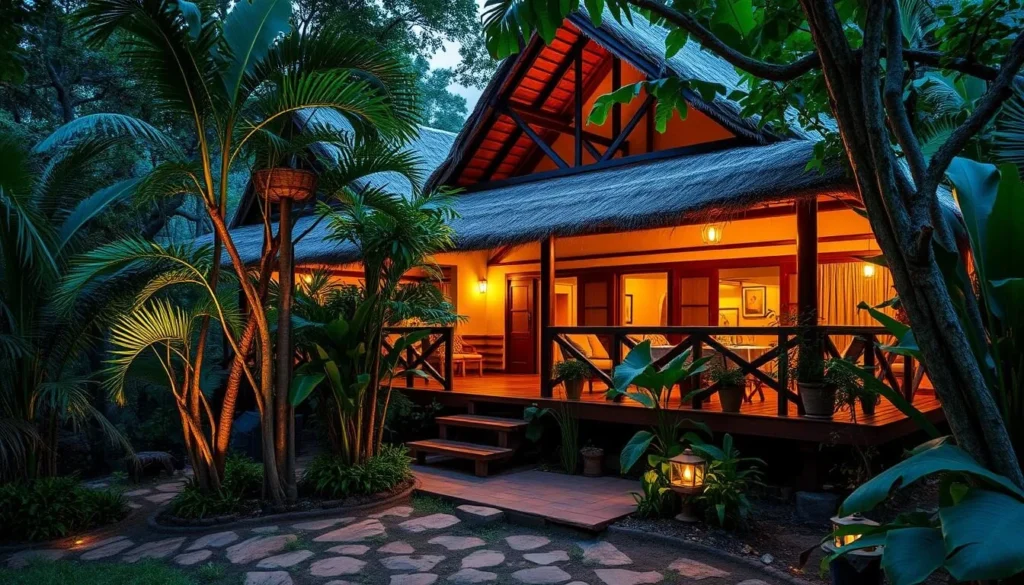 Tropical lodge accommodation in Ambanja surrounded by lush vegetation Tropical lodge accommodation in Ambanja surrounded by lush vegetation