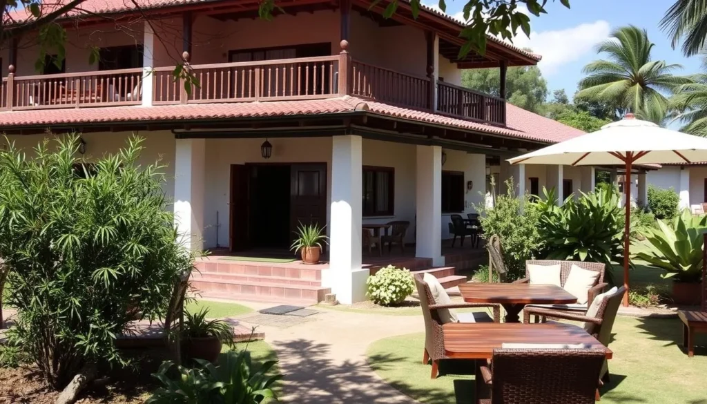 Typical hotel accommodation in Ivato with traditional Malagasy design elements