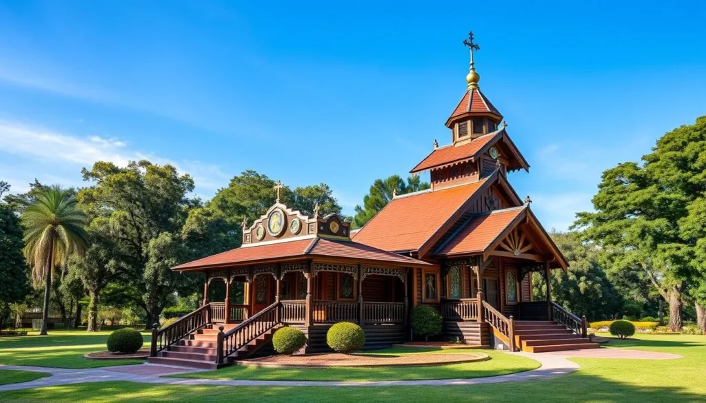 Ukrainian Memorial in Tingui Park with its colorful Byzantine-style church and traditional decorations