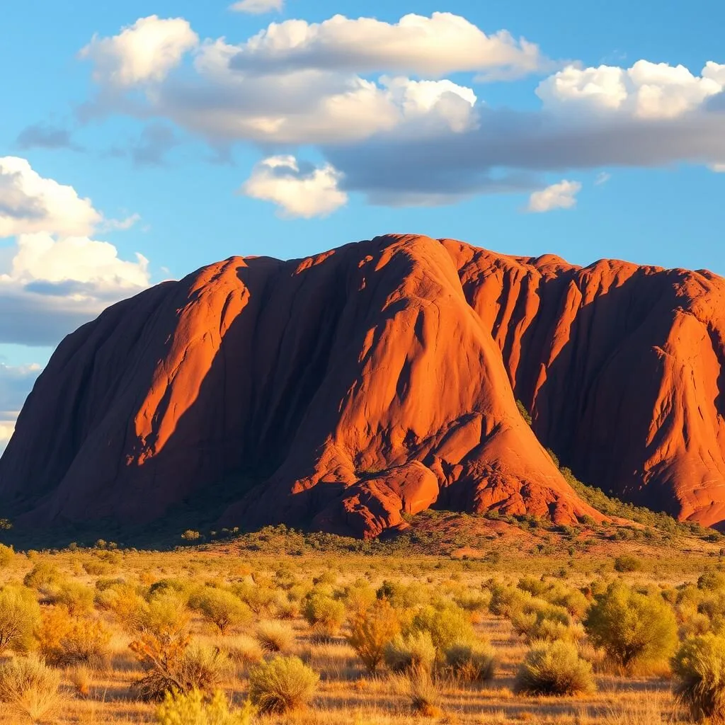 Uluru in autumn with moderate temperatures and clear visibility
