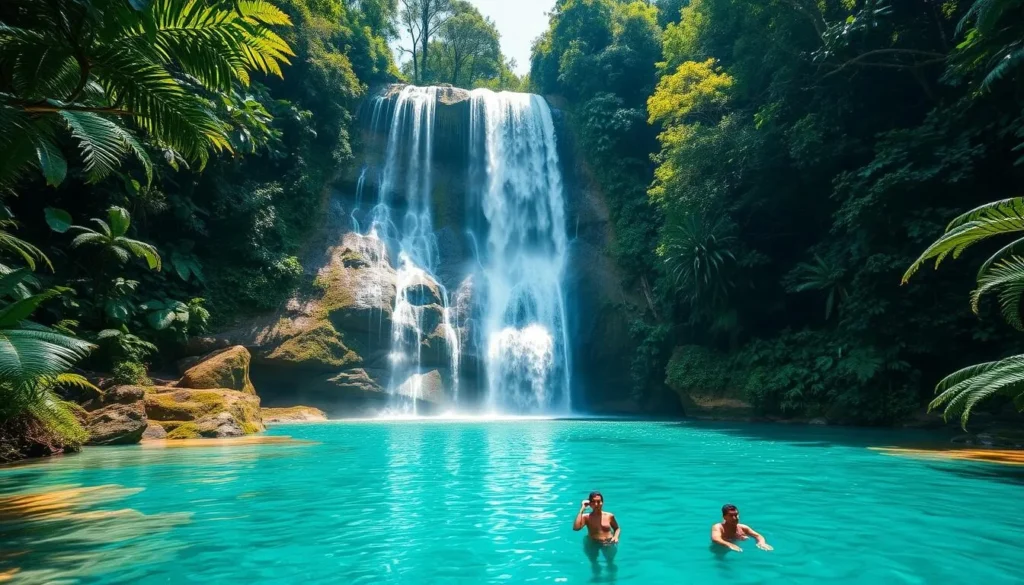 Vegas Grande Waterfall in Topes de Collantes near Manicaragua, Cuba with crystal clear water