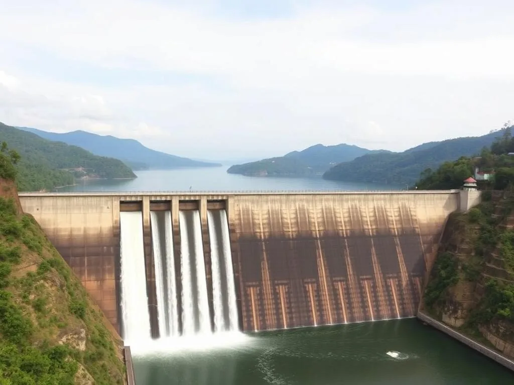 Victoria Dam near Randenigala Reservoir in Sri Lanka