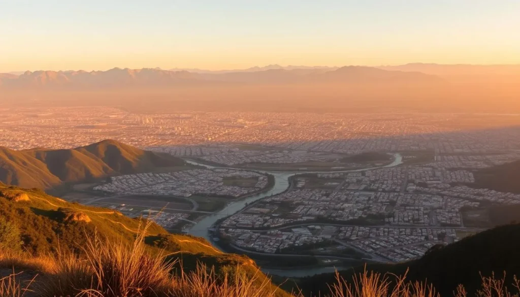 View from Mirador del Santo Ecce Homo showing panoramic vista of Valledupar and the Sierra Nevada mountains