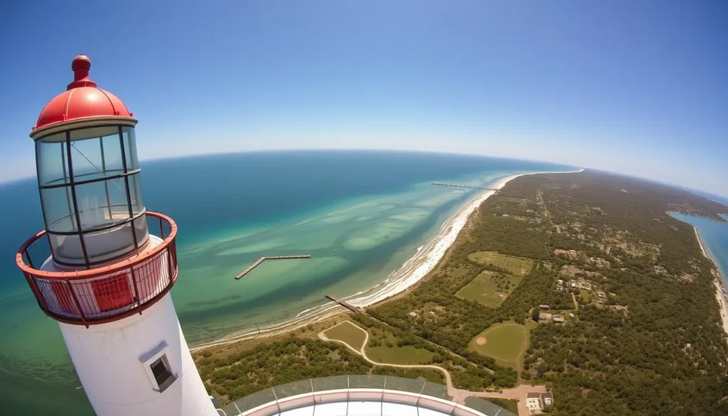 View from the top of Cape Florida Lighthouse overlooking the Atlantic Ocean