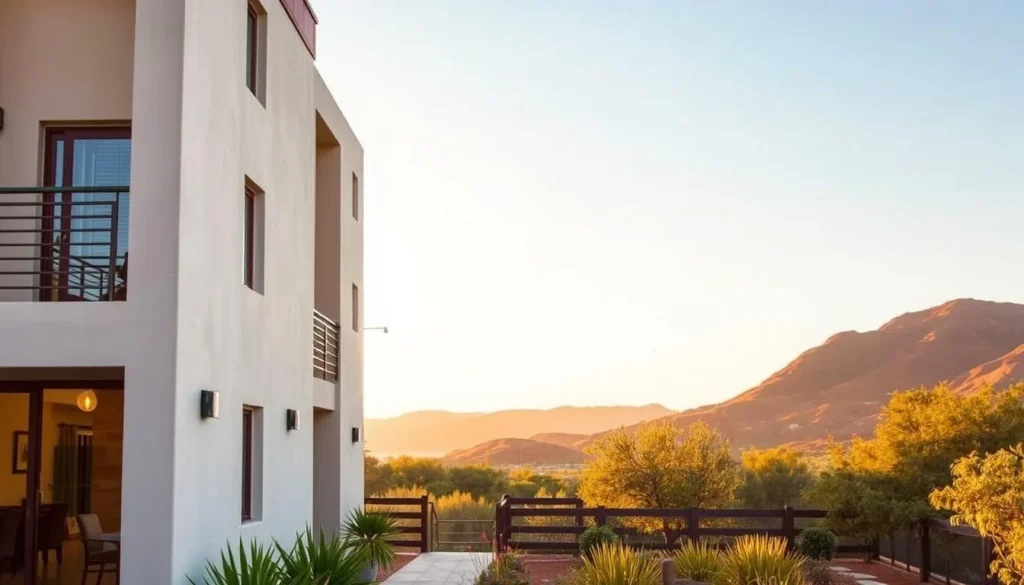 View of hotel accommodations near Lomas de Padierna National Park with park visible in background