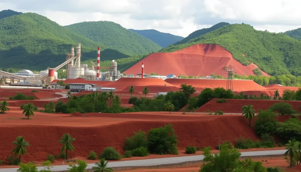 View of nickel mining facilities in Moa, Cuba