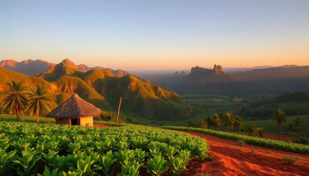 Viñales Valley landscape with limestone karst hills and tobacco fields - Cuba best things to do