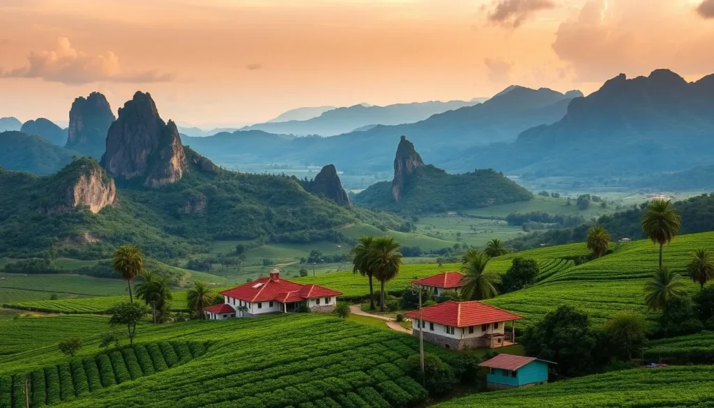 Viñales Valley landscape with mogotes and tobacco fields