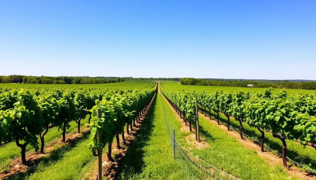 Vineyard on the Sam Houston Wine Trail with rows of grapevines Vineyard on the Sam Houston Wine Trail with rows of grapevines