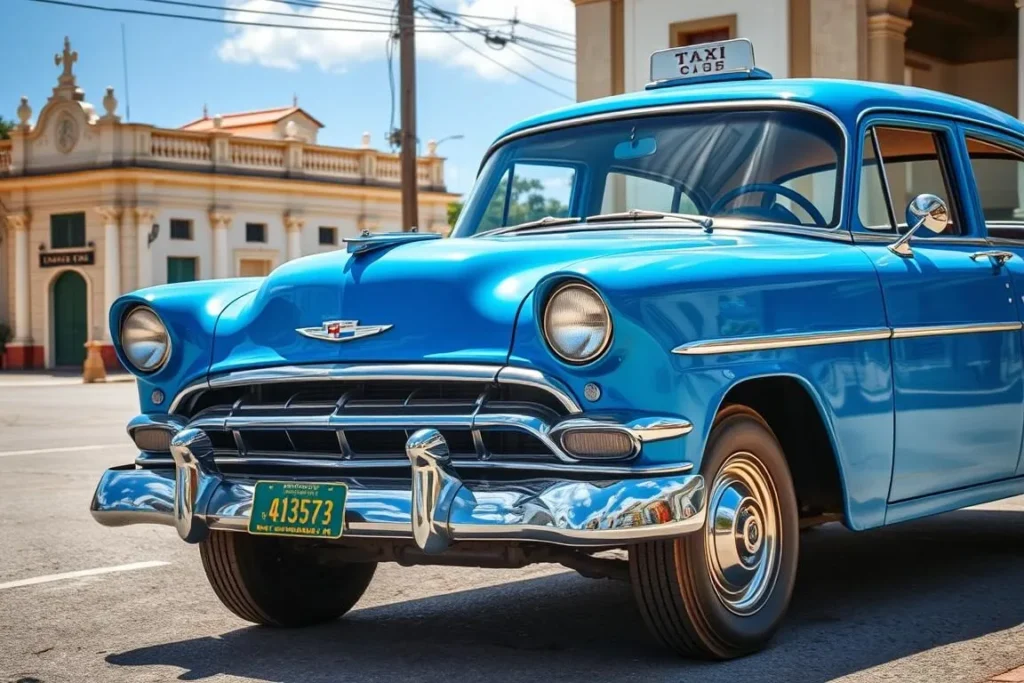 Vintage classic car taxi in Cabaiguan, Cuba