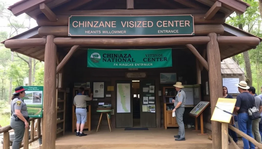 Visitor center at Chingaza National Park with information displays and park rangers