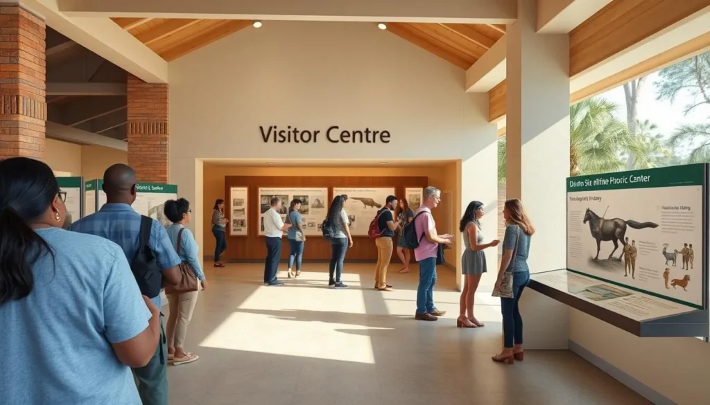 Visitor center at DeSoto Site Historic State Park with informational displays Visitor center at DeSoto Site Historic State Park with informational displays