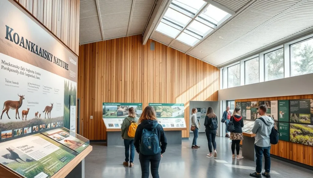 Visitor center at Khankaisky Nature Reserve with educational displays about local wildlife