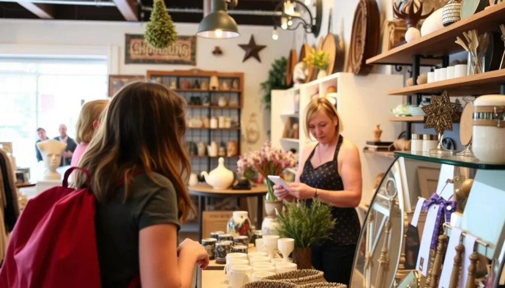 Visitor checking out local shops in downtown Celina Texas