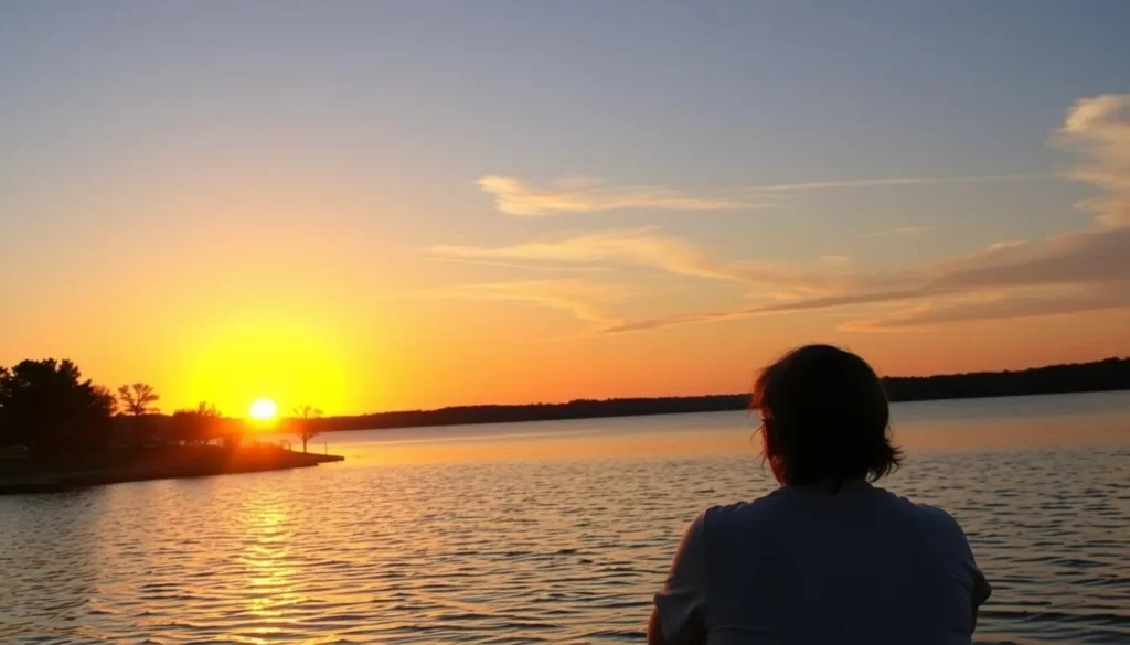 Visitor enjoying sunset at Stillhouse Hollow Lake in Harker Heights