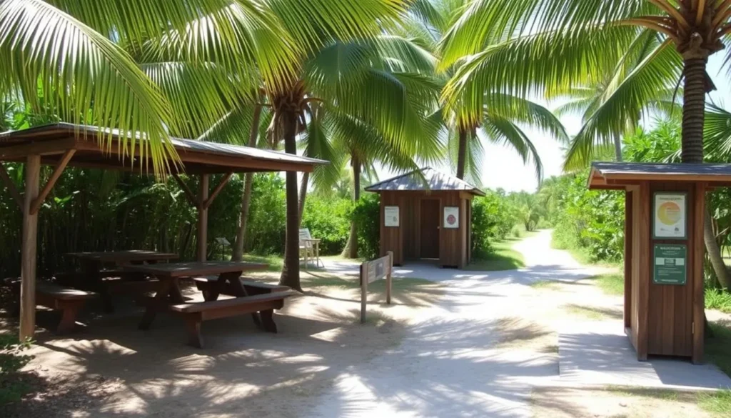 Visitor facilities at Half Moon Caye Natural Monument including picnic area