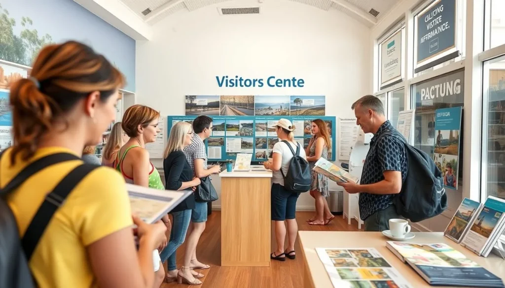 Visitor information center in Bundaberg with tourists planning their activities Visitor information center in Bundaberg with tourists planning their activities