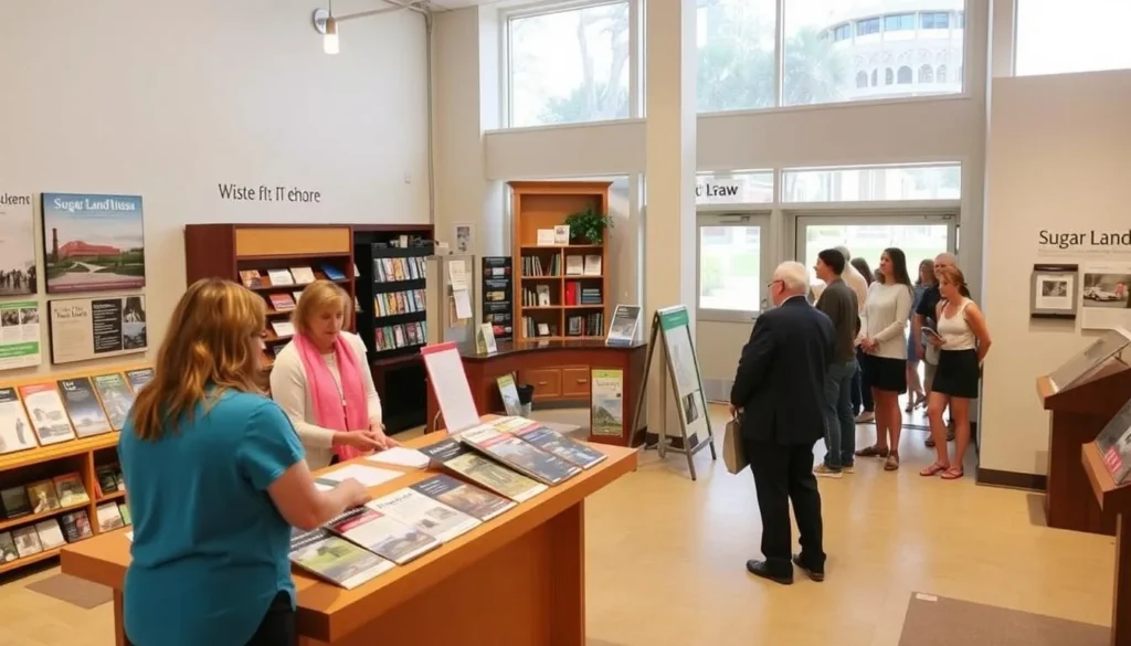 Visitor information center in Sugar Land with helpful staff assisting tourists