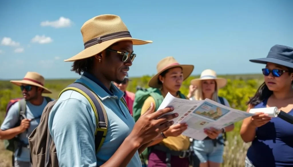 Visitor preparing for a hike at Estero Bay Preserve State Park Florida