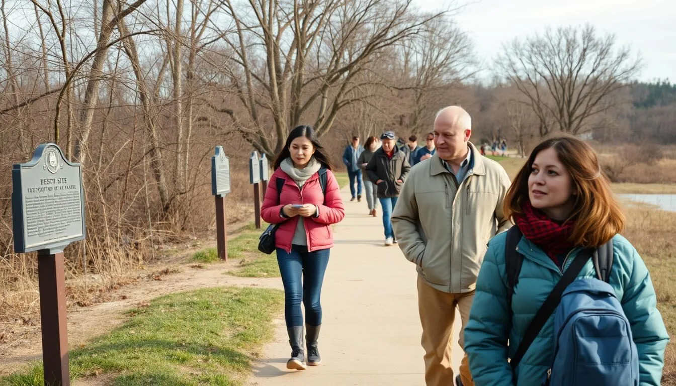 Visitors-enjoying-DeSoto-Site-Historic-State-Park-during-winter-with-perfect-weather-conditions Visitors enjoying DeSoto Site Historic State Park during winter with perfect weather conditions