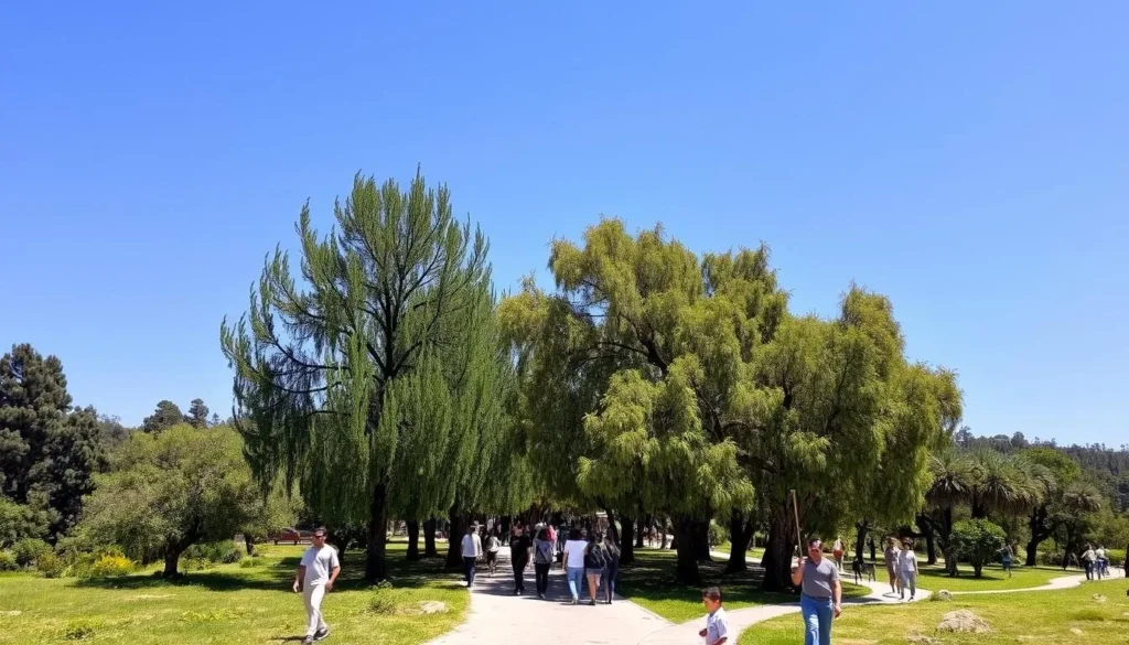 Visitors enjoying Fuentes Brotantes de Tlalpan National Park during the dry season with perfect weather conditions