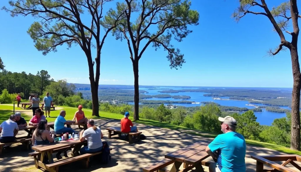Visitors enjoying a picnic at Lake Talquin's scenic overlook area Visitors enjoying a picnic at Lake Talquin's scenic overlook area