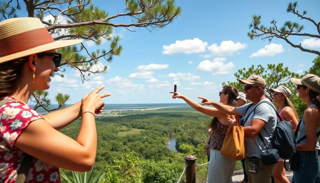 Visitors enjoying a scenic overlook at Dunns Creek State Park Visitors enjoying a scenic overlook at Dunns Creek State Park