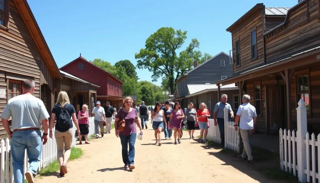 Visitors exploring the historic town of North Bloomfield at Malakoff Diggins State Historic Park