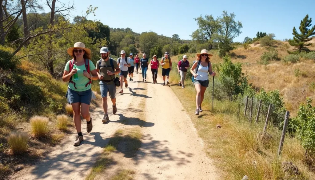 Visitors hiking safely on trails at Benicia State Recreation Area with proper gear Visitors hiking safely on trails at Benicia State Recreation Area with proper gear