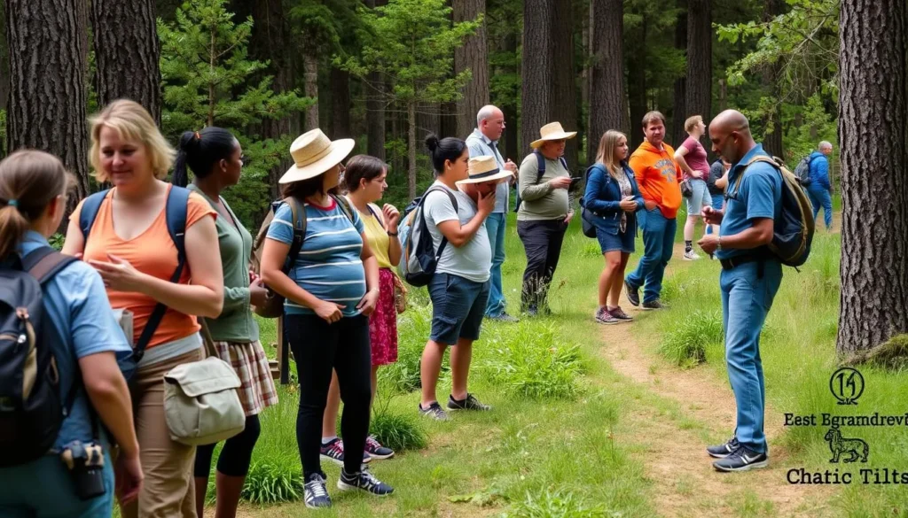 Visitors respectfully enjoying nature at Reynolds Wayside Campground with proper outdoor etiquette