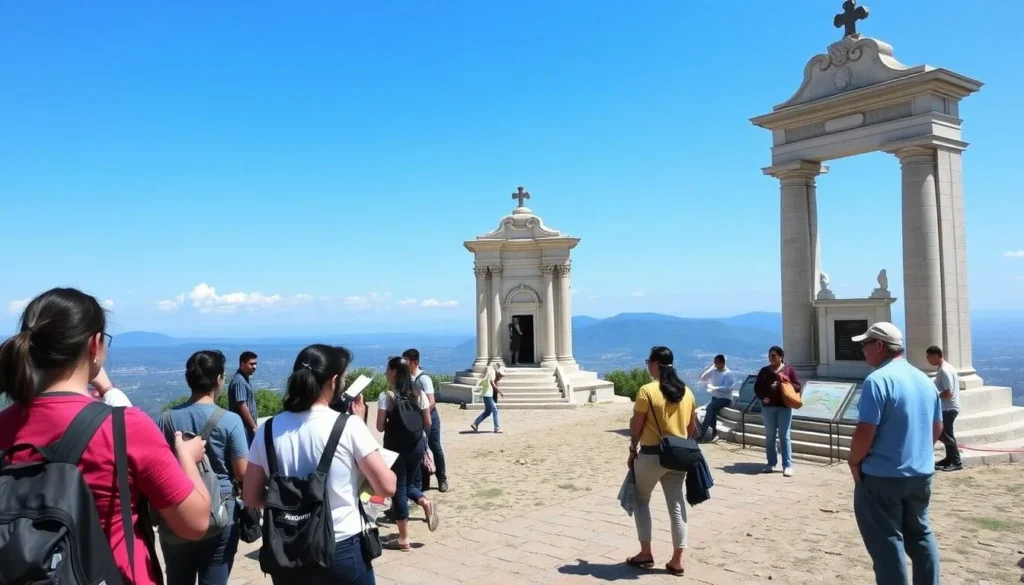 Visitors respectfully touring the historical monuments at Cerro de Las Campanas Visitors respectfully touring the historical monuments at Cerro de Las Campanas