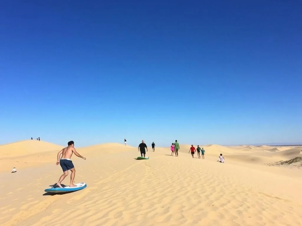 Visitors sand surfing at Monahans Sandhills State Park near West Odessa Visitors sand surfing at Monahans Sandhills State Park near West Odessa