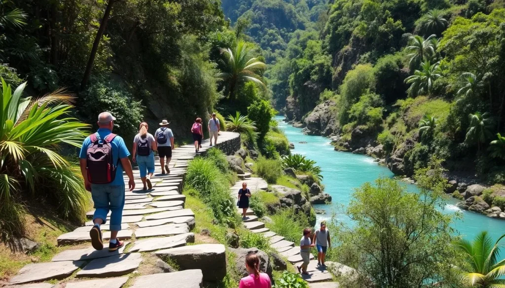 Visitors walking along scenic trails beside the Cupatitzio River in the national park