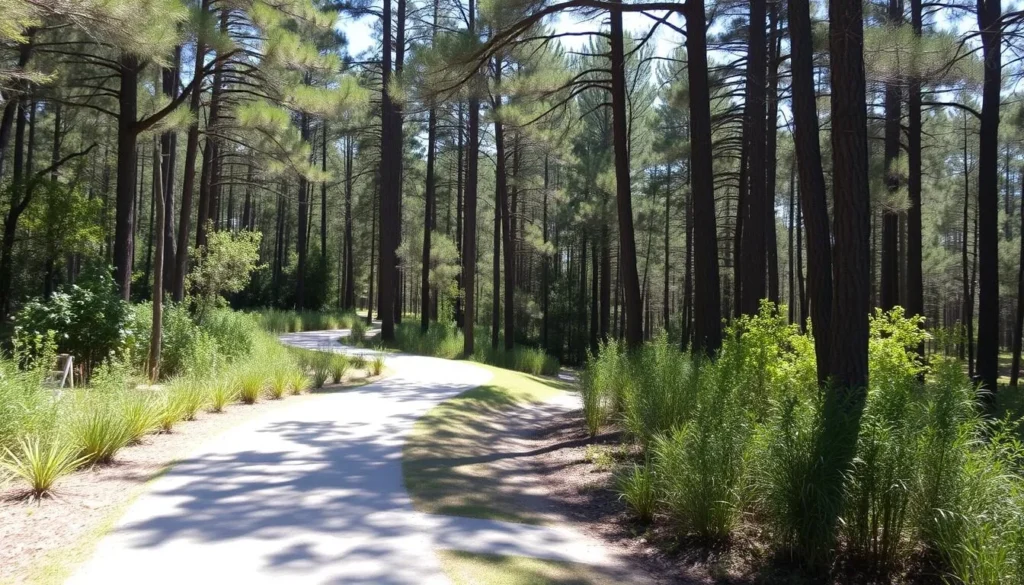 Walking trail through Natural Bridge Battlefield Historic State Park