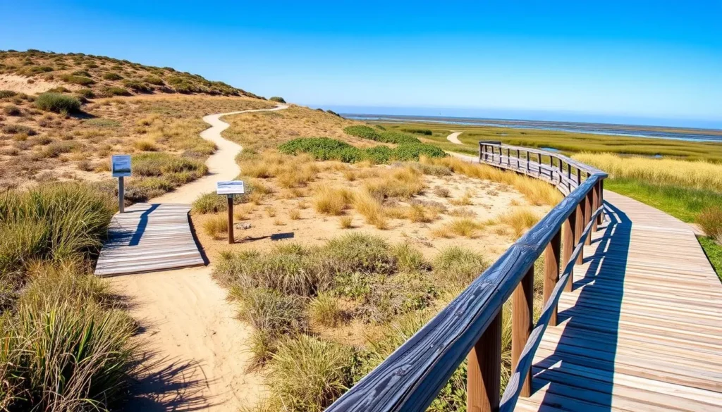 Walking trails around Malibu Lagoon with interpretive signs and wetland views